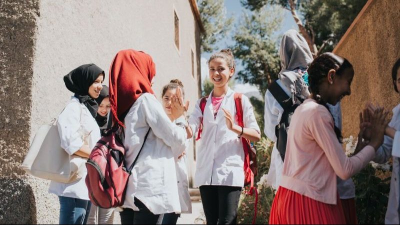 Smiling schoolgirls in Morocco