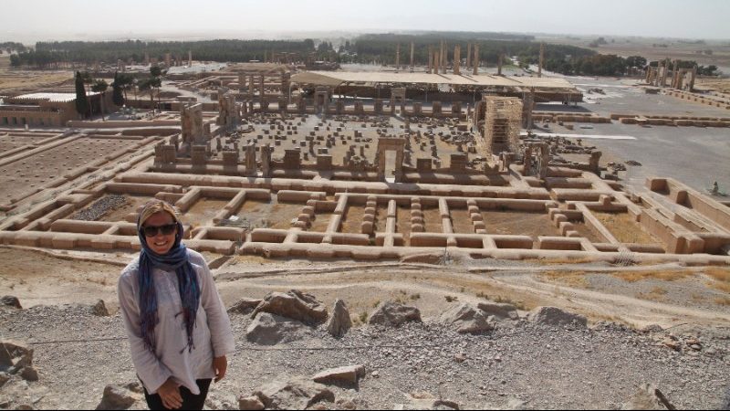 A woman at some ancient ruins in Iran