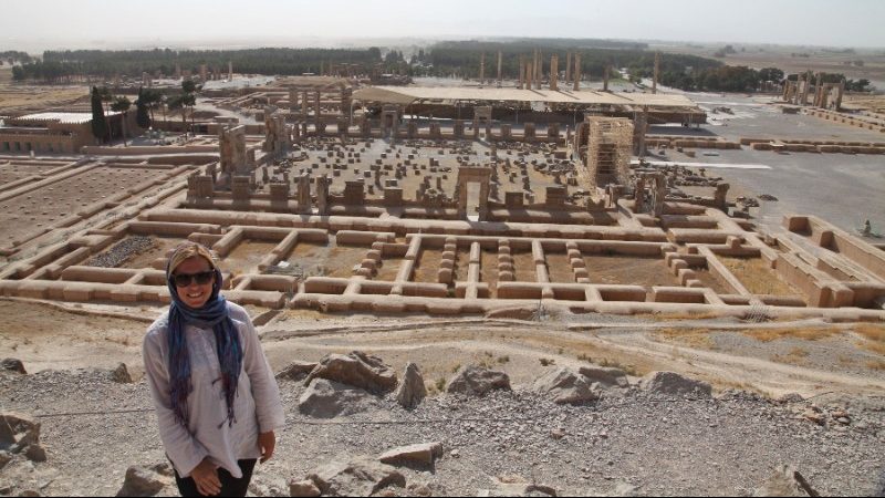 A woman at some ancient ruins in Iran