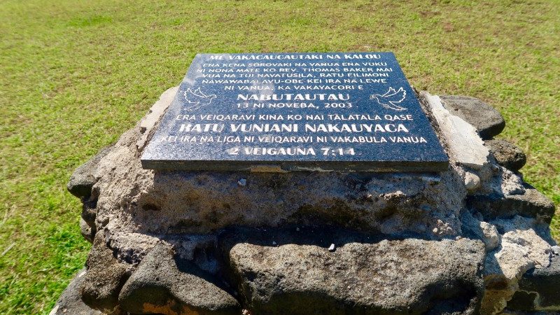 A plaque on a stone