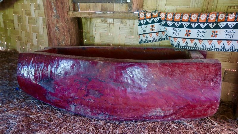 An old red drum in a Fijian hut