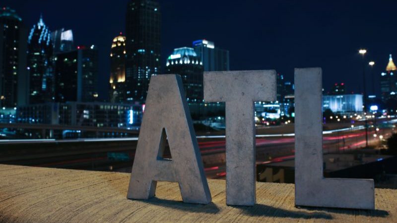 ATL sign at night.