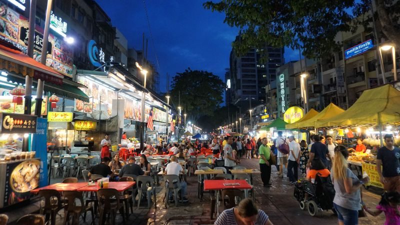 Busy night market selling street food