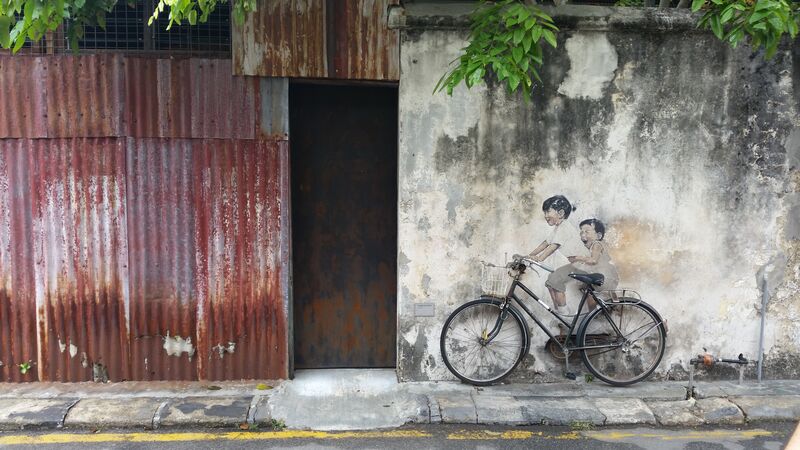 Street art and a bicycle in Malaysia
