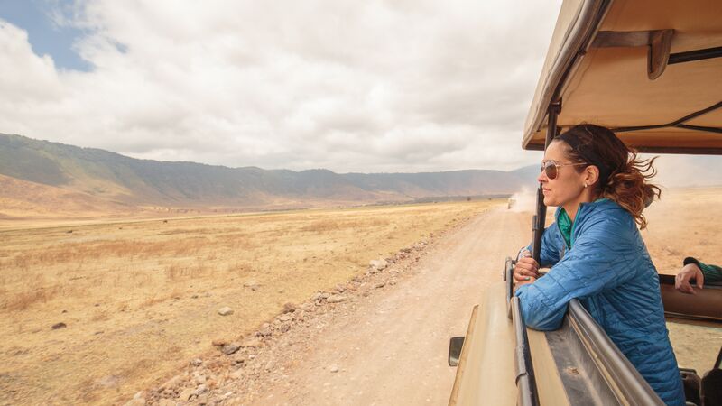 A traveller on a truck in Tanzania