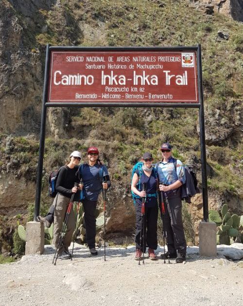 A group of travellers about to start the Inca Trail