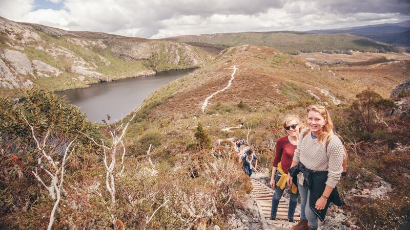 A group of travellers staying fit in Australia