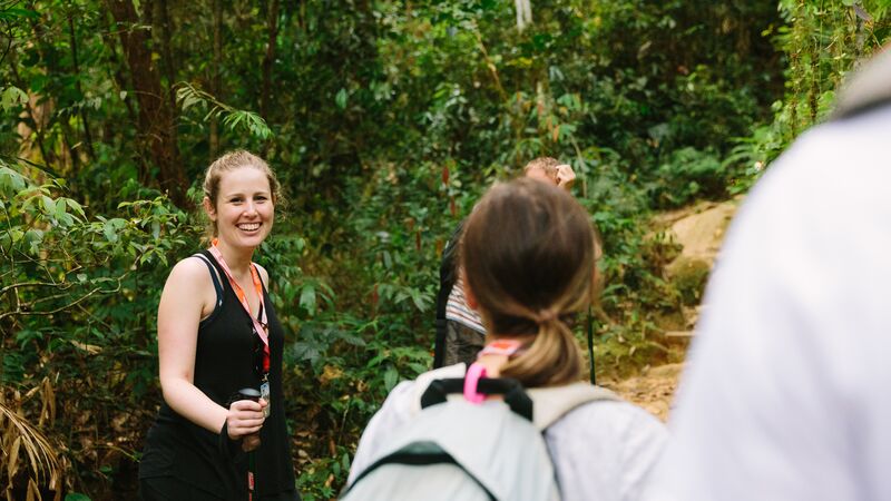 A smiling hiker on holiday in Borneo