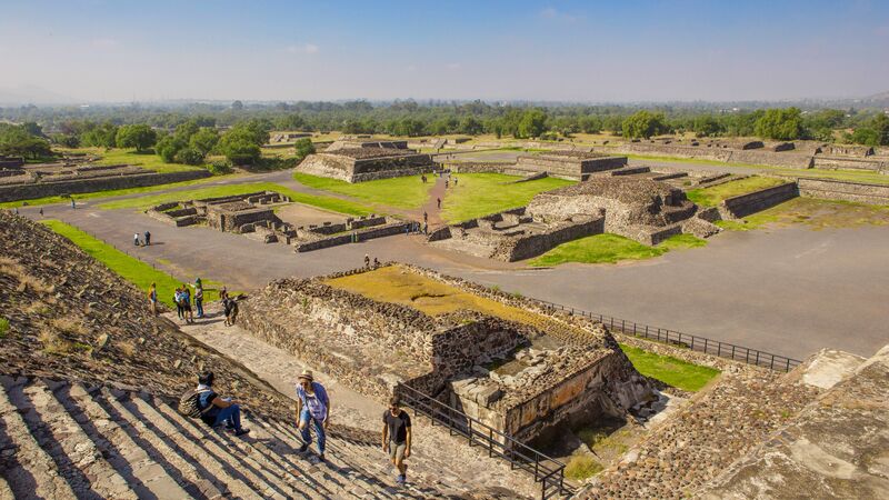 A view of Teotihuacan ruins from above