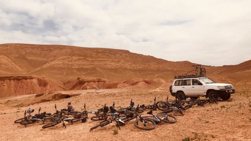 Lots of bicycles lying on the ground in Morocco