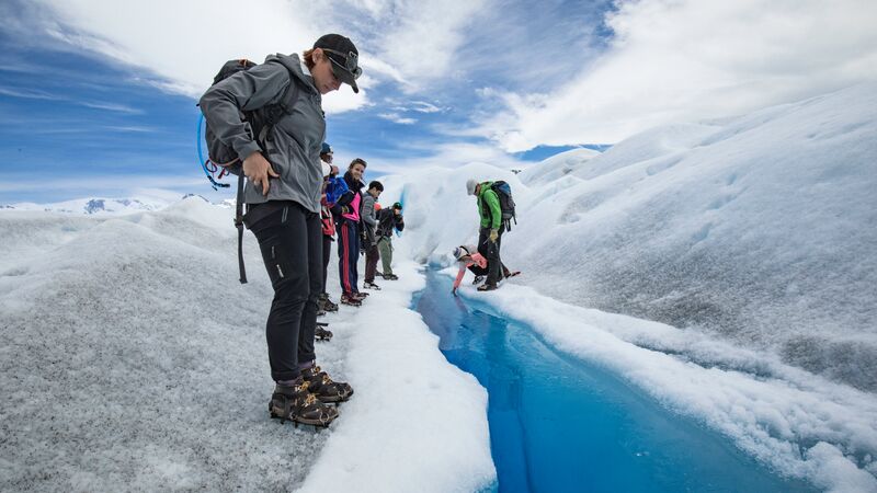 A woman on a glacier in Argentina