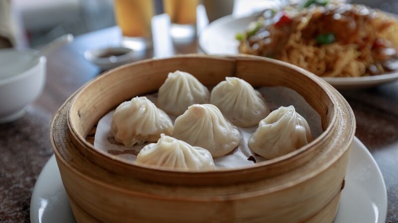 A basket of soup dumplings in China