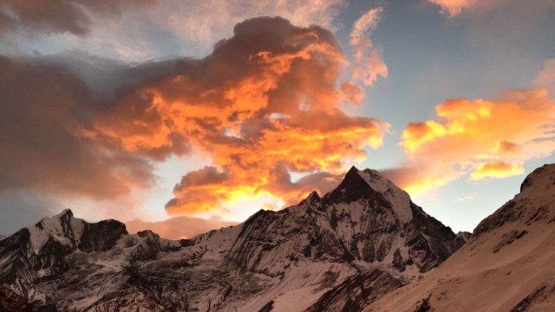 A beautiful sunrise in Nepal.