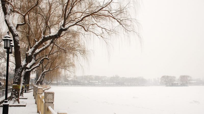 A frozen lake in China during winter