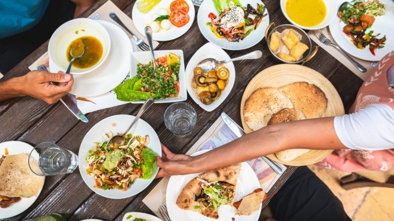 A plate full of local food in Jordan