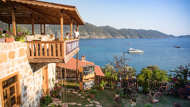 An old house overlooking the ocean in Turkey