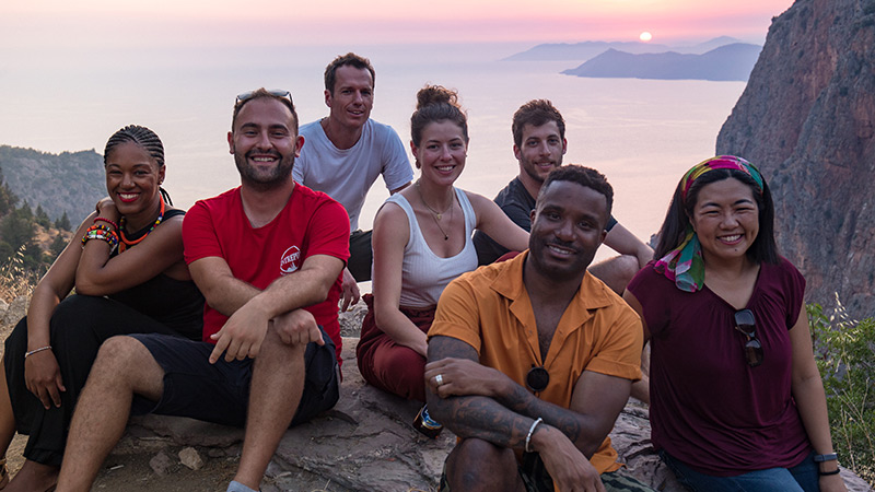 A group of travellers in the Turkish countryside