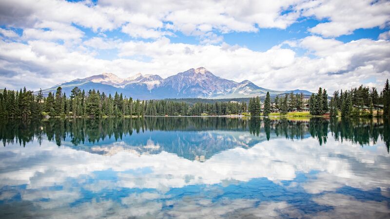 A beautiful mountain and lake in Canada