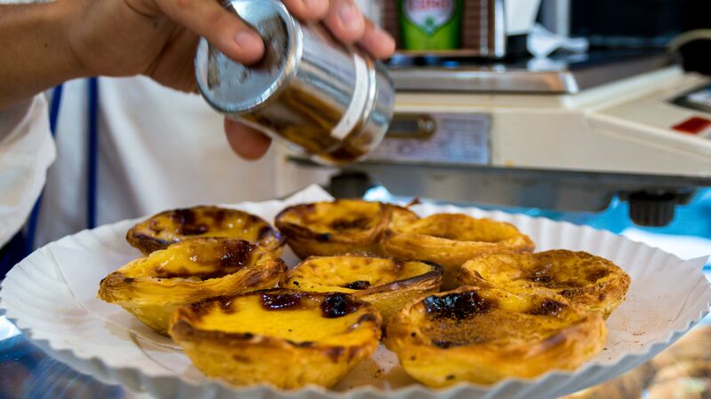 A plate of Portuguese tarts