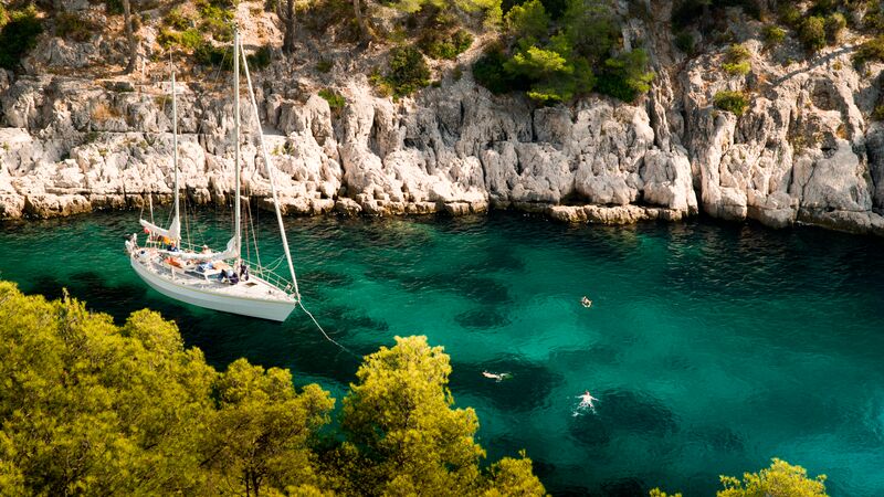 A sailboat on the French Riviera