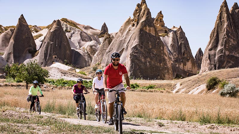 Cyclists in Cappadocia, Goreme