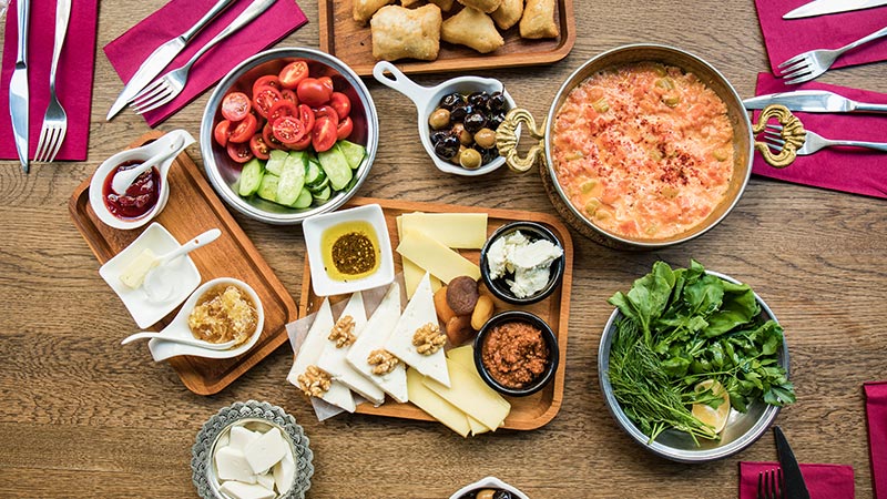 A table covered in delicious Turkish food