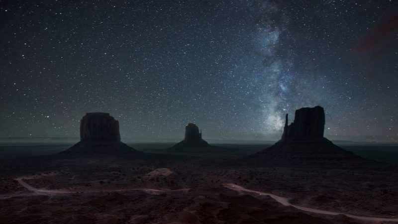 Night sky above Monument Valley