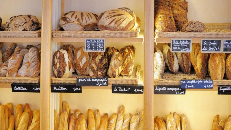 French bread in a bakery