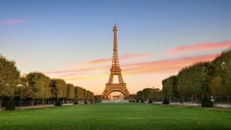 The Eiffel Tower at sunset