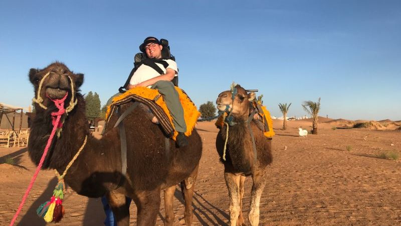 A man on a camel in Morocco