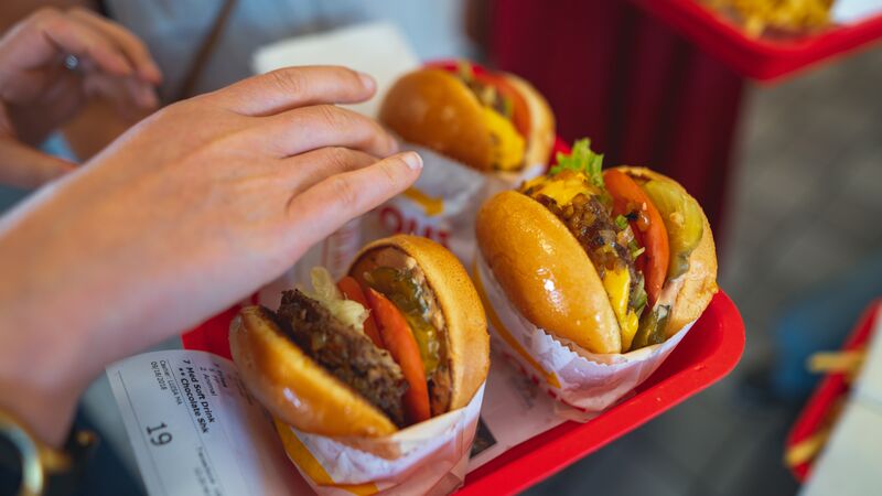 Tray of burgers