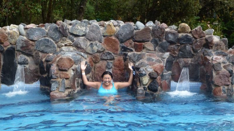 A woman in the hot springs in Ecuador