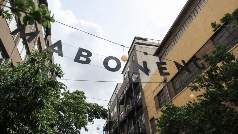 Sign hanging over the street in Maboneng, Johannesburg