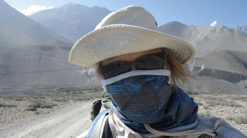 A female hiker in Nepal.