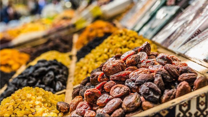 Dried fruit at a market