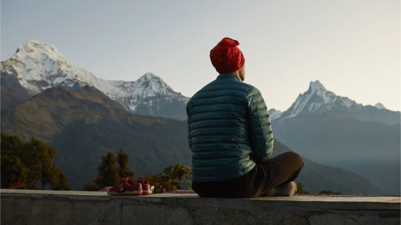 A man meditating in Nepal