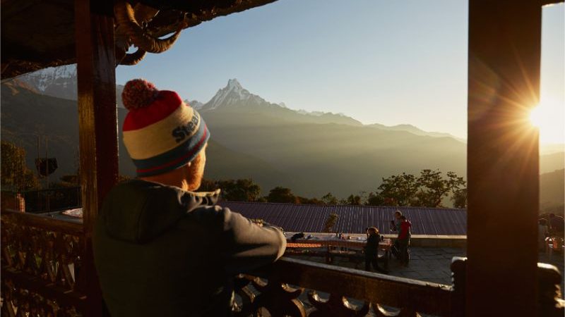 A man gazes at a mountain in Nepal