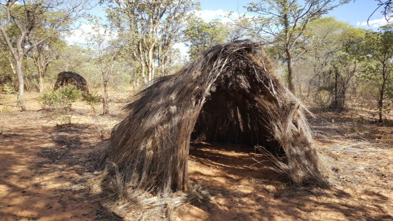 A grass hut in Namibia