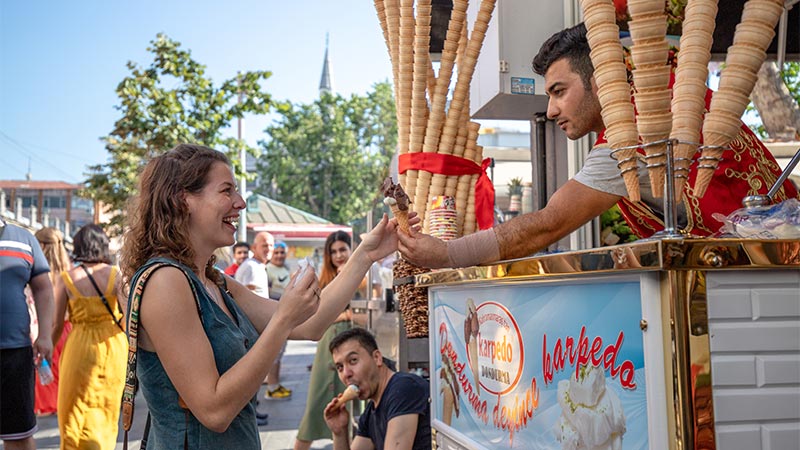 Ice-cream stand in Istanbul, Turkey.