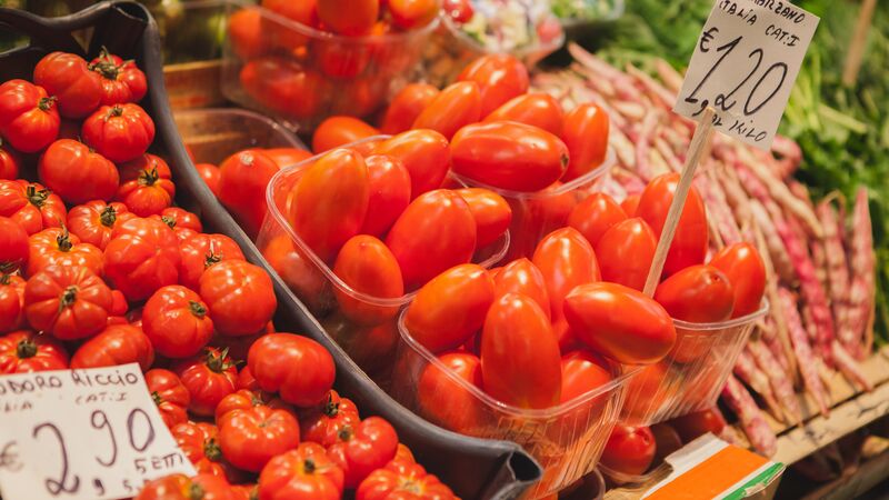 Fresh tomatoes at the market