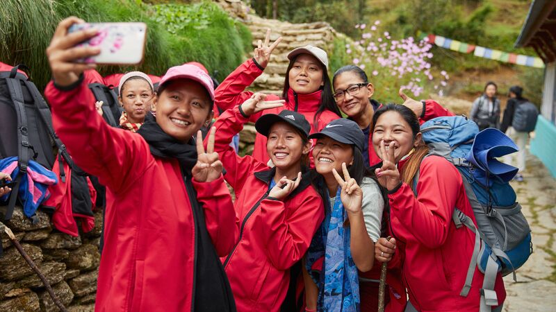 A group of female porters in Nepal.