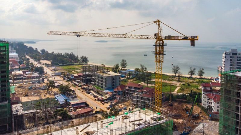 A construction site in Sihanoukville, Cambodia.