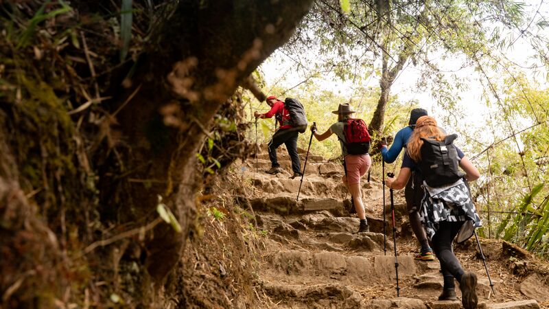 A group of trekkers on the Choquequirao Trail in Peru