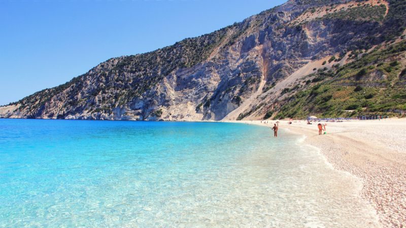 The famous myrtos beach in Kefalonia island