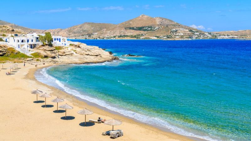 beautiful bay with beach in Paros, Greece