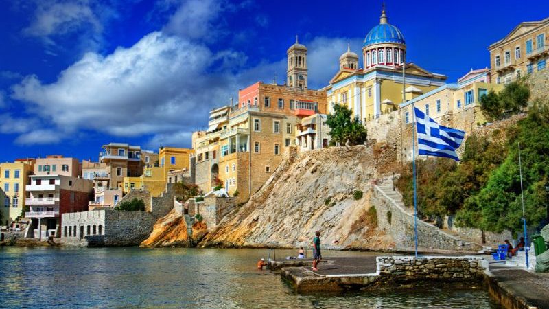 Syros coastline, with beautiful buildings