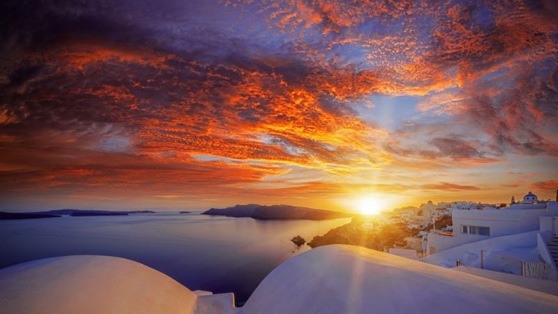 Oia village at sunset, Santorini