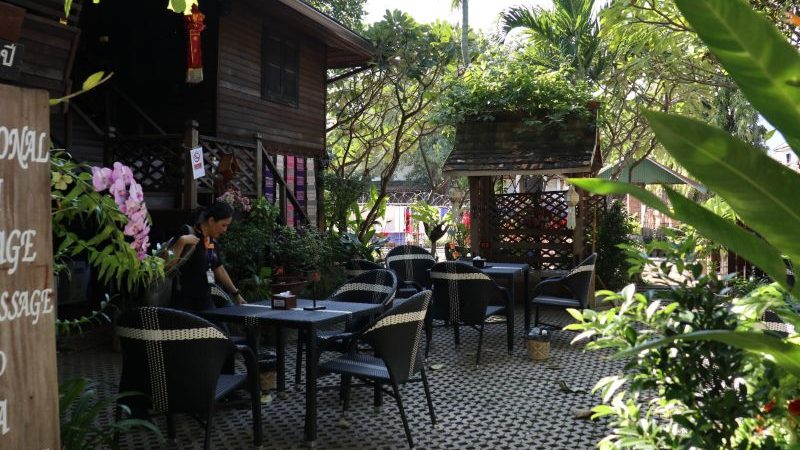 Serene courtyard in a prison in Chiang Mai