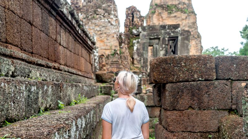 female traveller at Angkor Wat