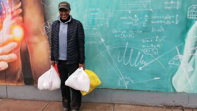 Porter with the donations he received